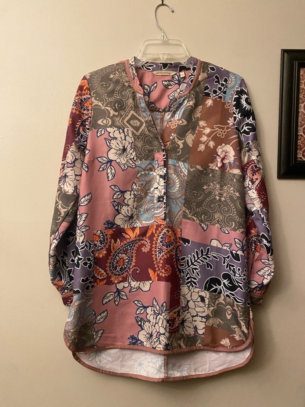 Soft surroundings Patchwork Floral Button-Front Women's Top in Pink/multi